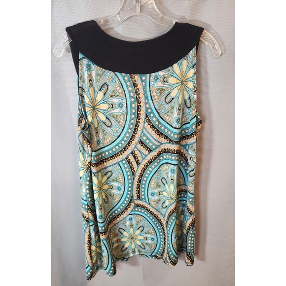 Lane Bryant Women’s 14 16 Sleeveless Blue Beige Black Blouse - Picture 2 of 5